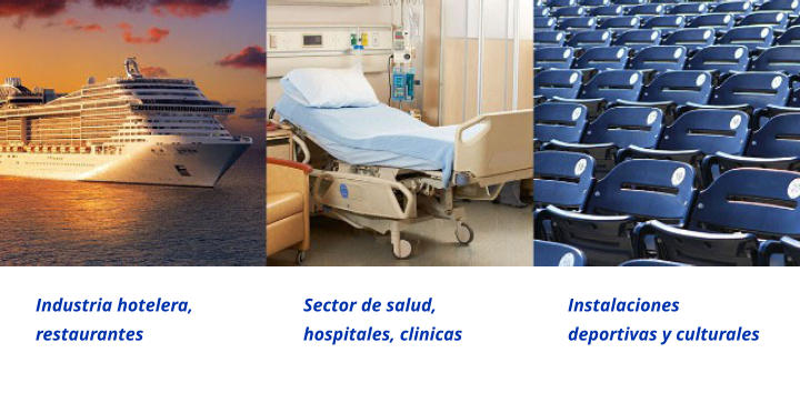 Industria hotelera, restaurantes Sector de salud, hospitales, clinicas Instalaciones deportivas y culturales