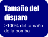 Tamaño del disparo >100% del tamaño de la bomba