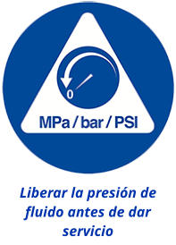 Liberar la presión de fluido antes de dar servicio
