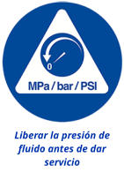 Liberar la presión de fluido antes de dar servicio