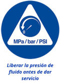 Liberar la presión de fluido antes de dar servicio